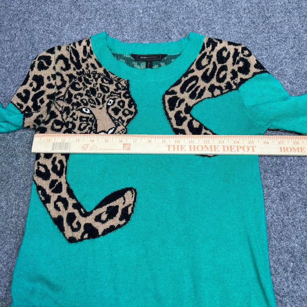 BCBGMAXAZRIA green leopard print sweater Size Small - Picture 5 of 7